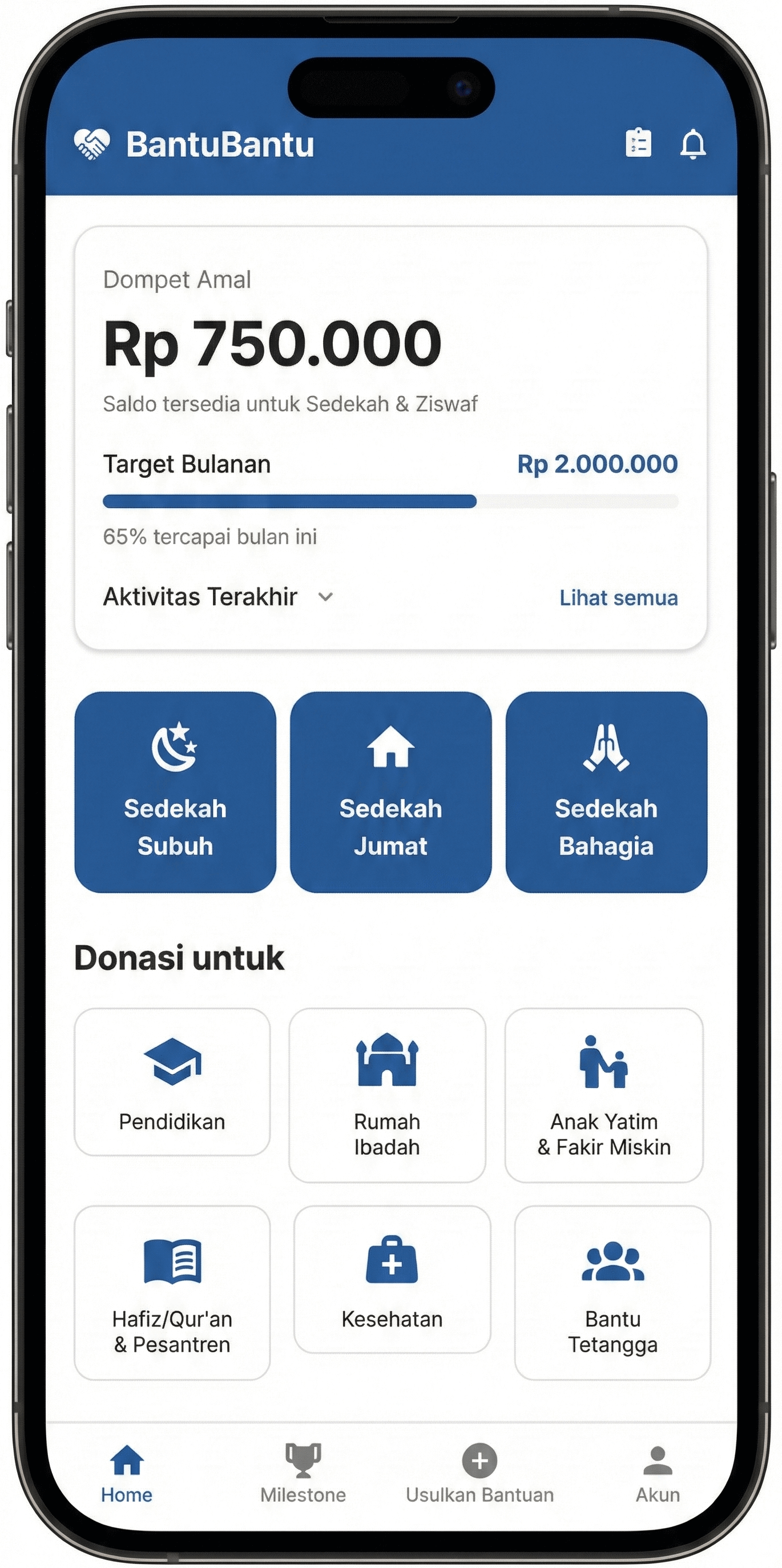 Beranda aplikasi BantuBantu