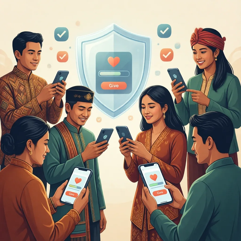 Ilustrasi donatur Indonesia memantau donasi dengan transparansi